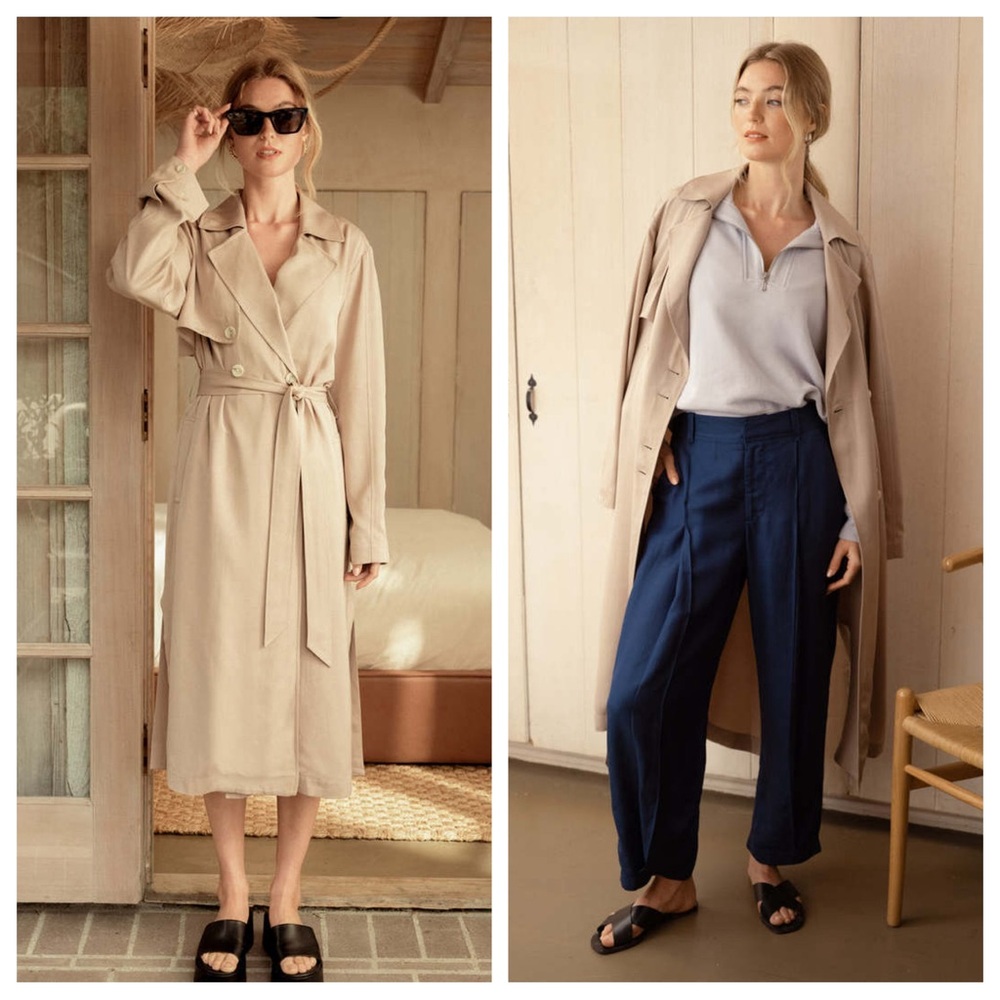 NWT Darling Society Overcast Trench Coat Jacket Fawn Tan Large